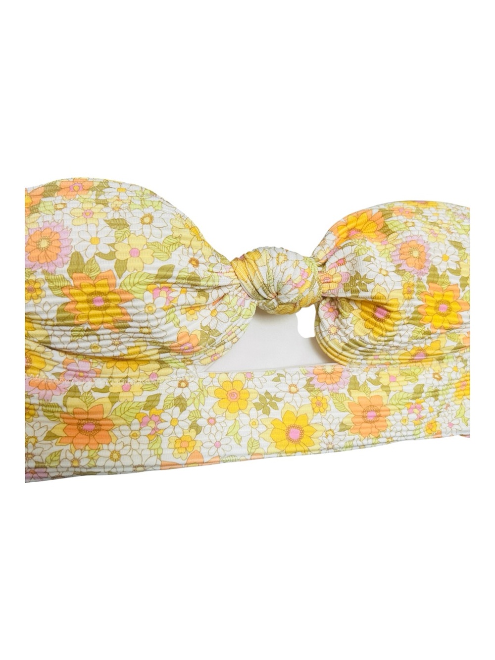 Billabong Sun Worshipper Tanlines Bandeau Bikini Top Floral Coastal Yellow - Picture 4 of 6